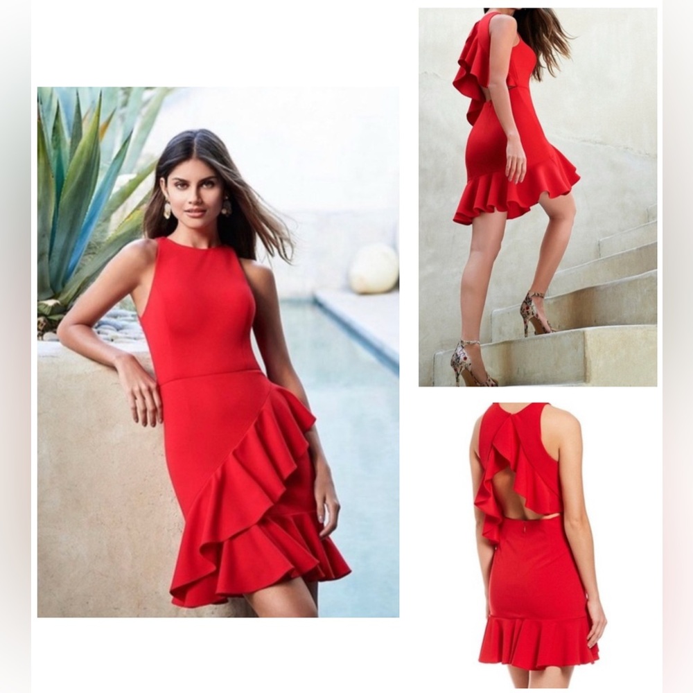 Gianni Bini Red Ruffle Cocktail Dress